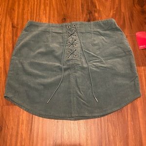Forever 21 Turquoise Corduroy Lace Up Mini Skirt
